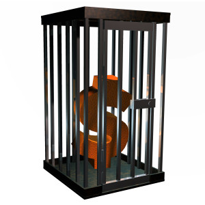 dollar sign locked in a cage