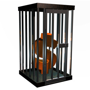 graphic of dollar sign in jail cell